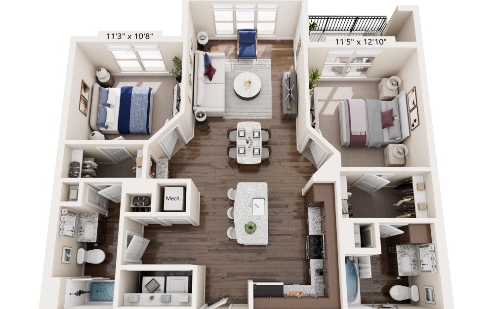 400 Belmont two bedroom floor plan