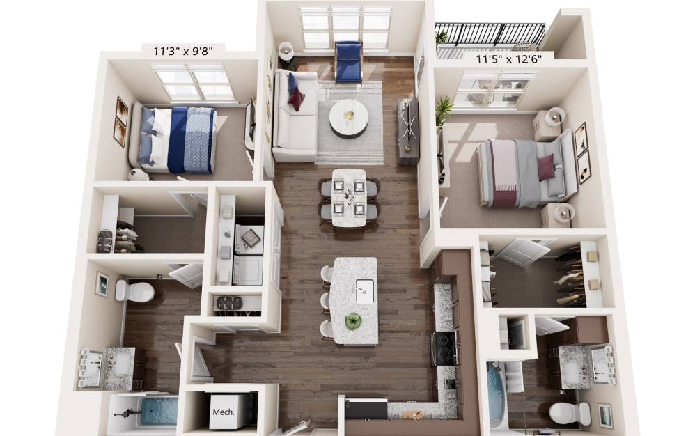 400 Belmont two bedroom floor plan
