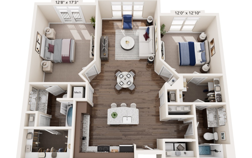 400 Belmont two bedroom floor plan