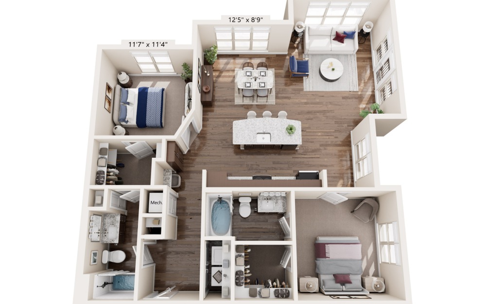 400 Belmont two bedroom floor plan
