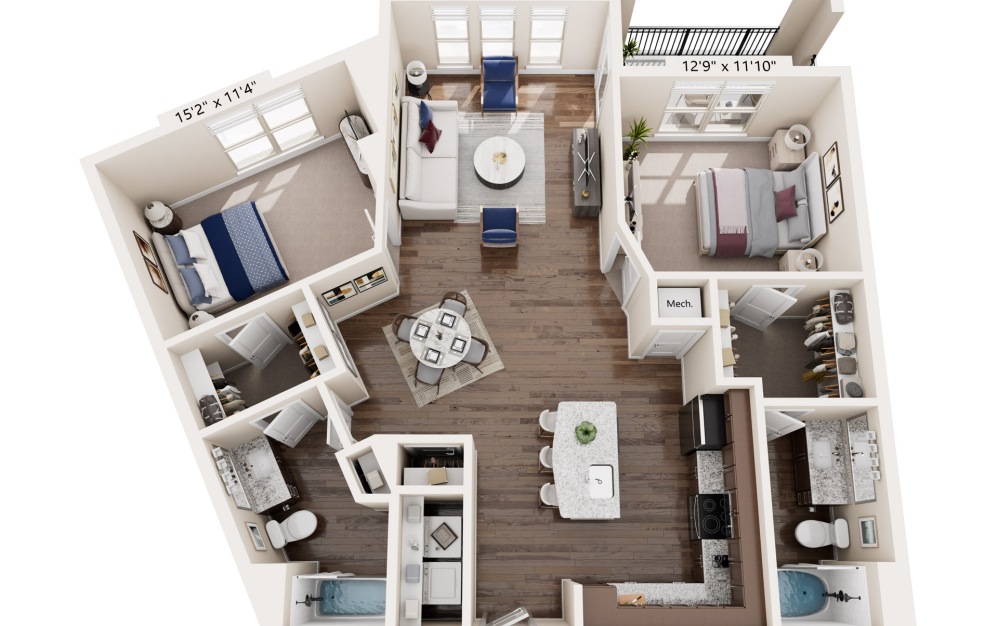 400 Belmont two bedroom floor plan