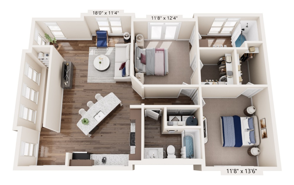 400 Belmont two bedroom floor plan