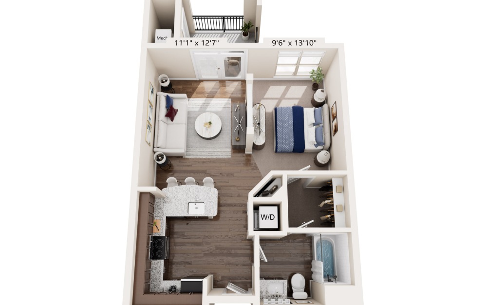 400 Belmont studio floor plan