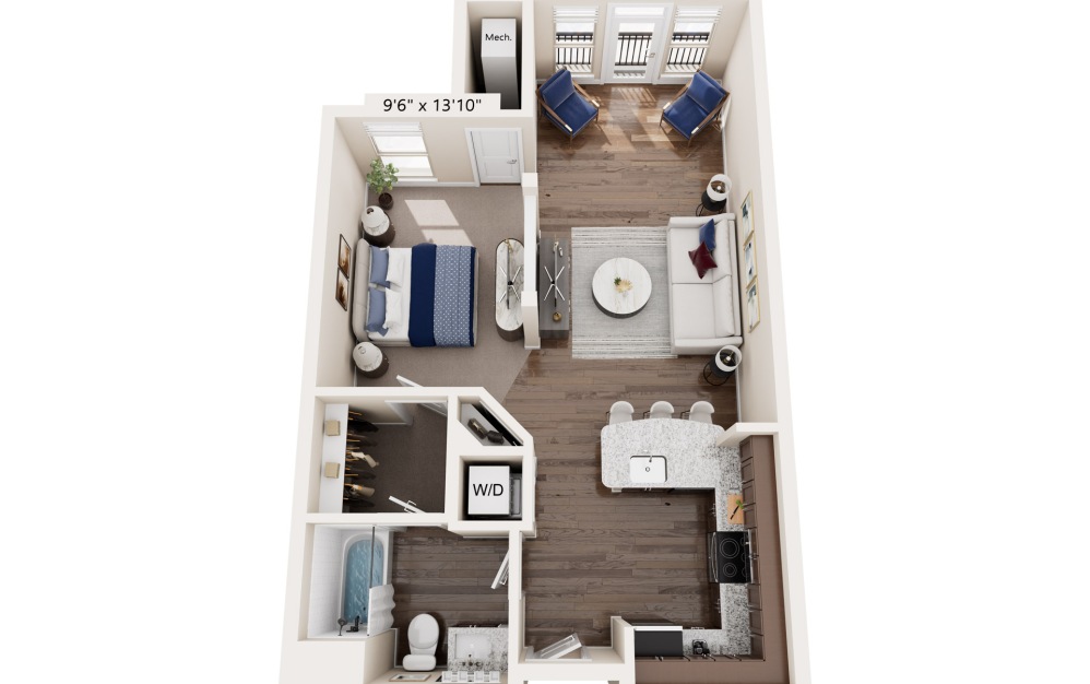 400 Belmont studio floor plan