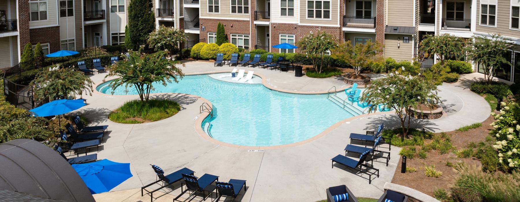 a pool in a courtyard